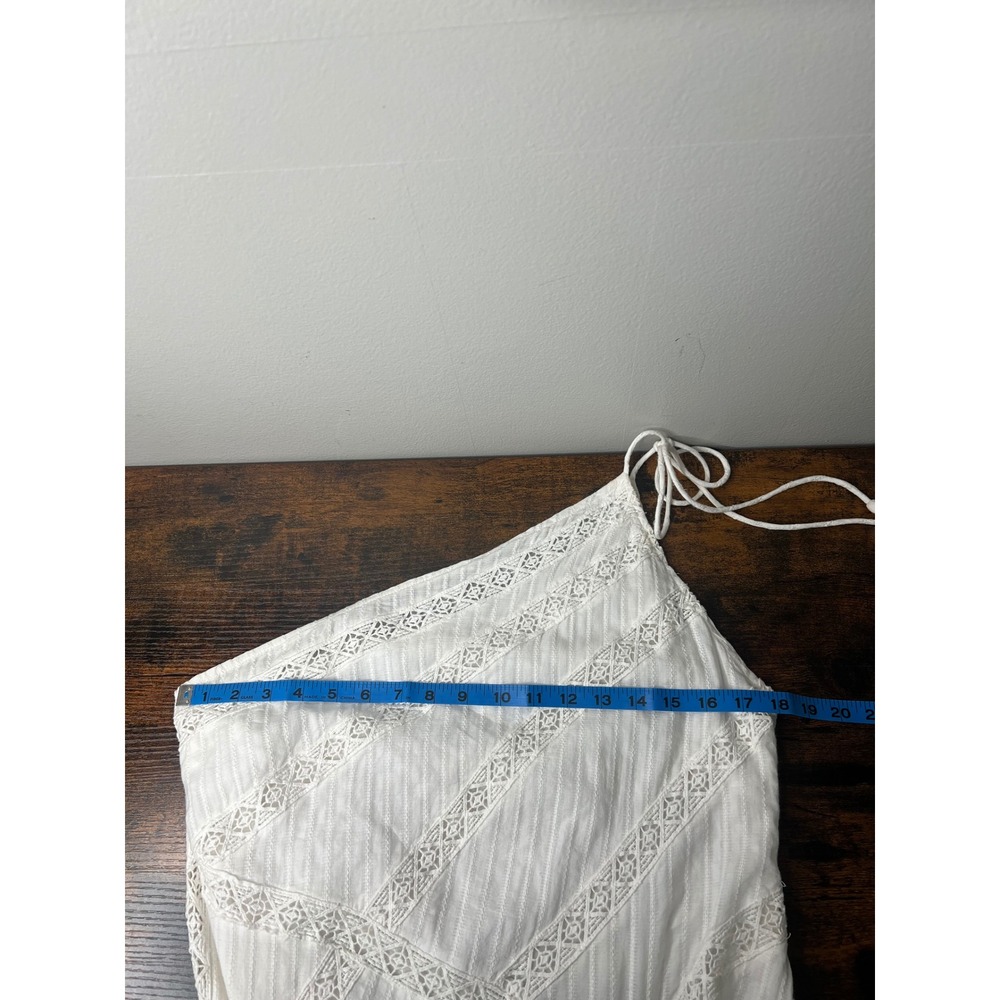 Free People Bella Maxi Dress Ivory Lace One Shoulder Boho Beach Dress Women's L - Picture 8 of 10